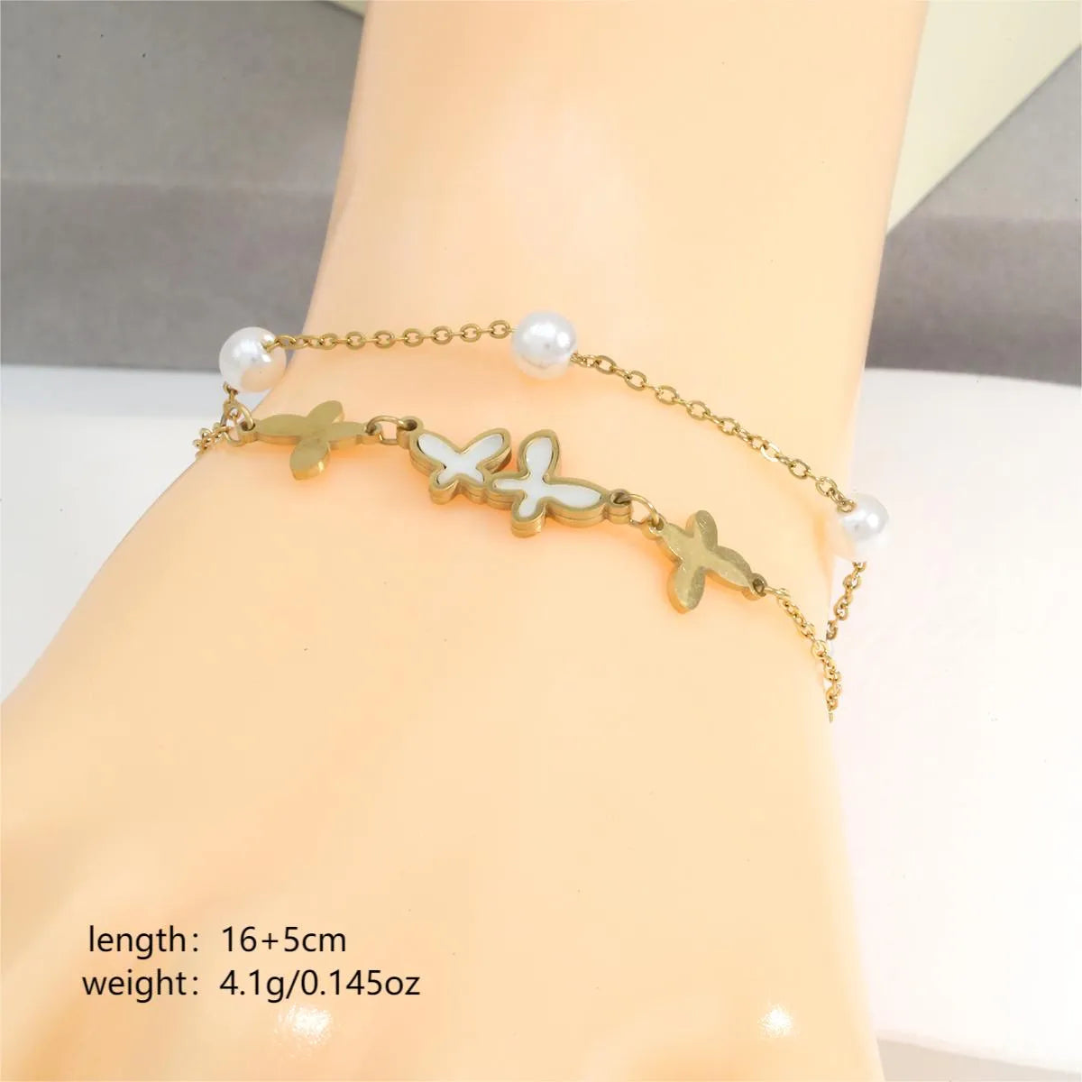 Cute Romantic Sweet Butterfly 304 Stainless Steel 18K Gold Plated Bracelets In Bulk