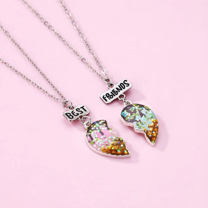 Cute Romantic Sweet Letter Heart Shape Alloy Handmade Plating Kid'S Pendant Necklace