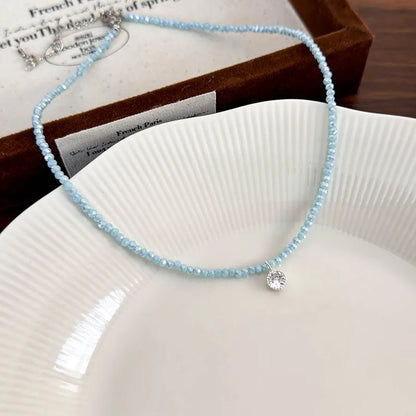 Cute Romantic Sweet Round Alloy Glass Bead Wholesale Necklace