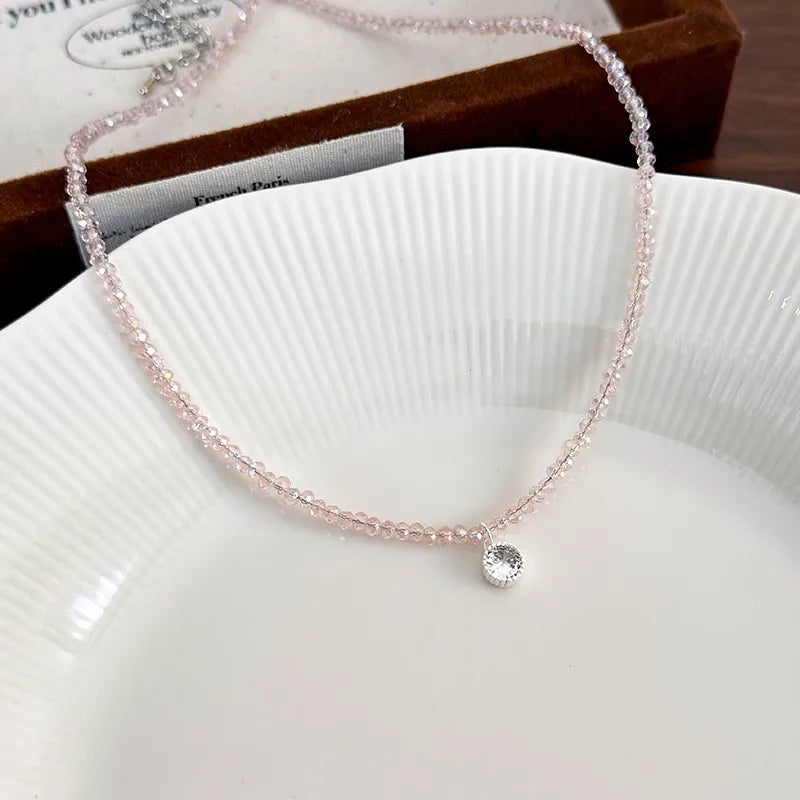 Cute Romantic Sweet Round Alloy Glass Bead Wholesale Necklace