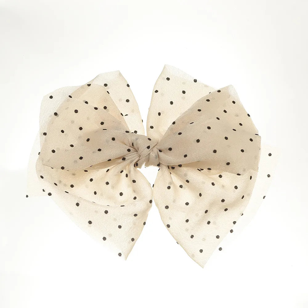 Cute Round Dots Bow Knot Cloth Hair Clip