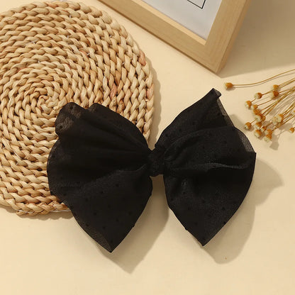 Cute Round Dots Bow Knot Cloth Hair Clip