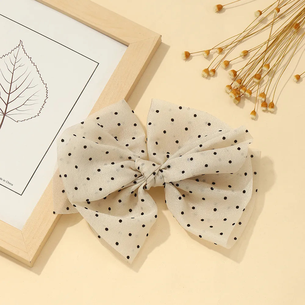 Cute Round Dots Bow Knot Cloth Hair Clip