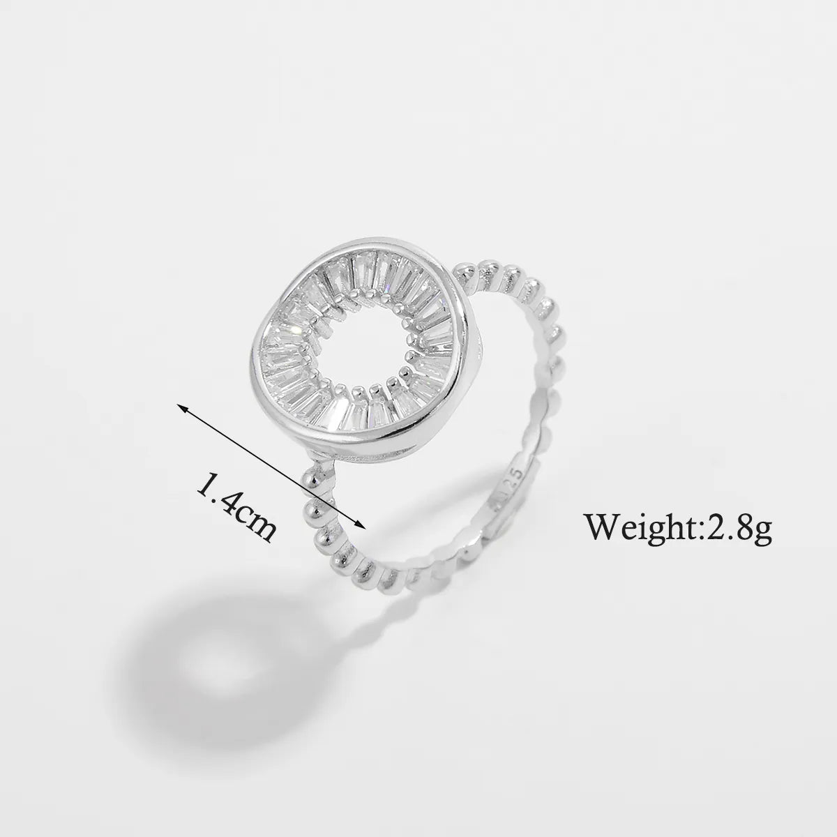 Cute Round Sterling Silver Plating Inlay Zircon White Gold Plated Silver Plated Rings