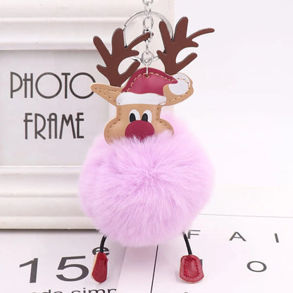 Cute Santa Claus Imitate Rex Rabbit Fur Sewing Unisex Keychain 1 Piece