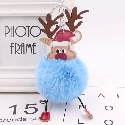 Cute Santa Claus Imitate Rex Rabbit Fur Sewing Unisex Keychain 1 Piece