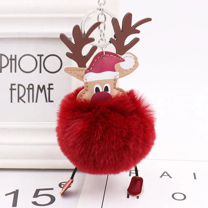 Cute Santa Claus Imitate Rex Rabbit Fur Sewing Unisex Keychain 1 Piece