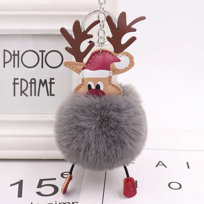 Cute Santa Claus Imitate Rex Rabbit Fur Sewing Unisex Keychain 1 Piece