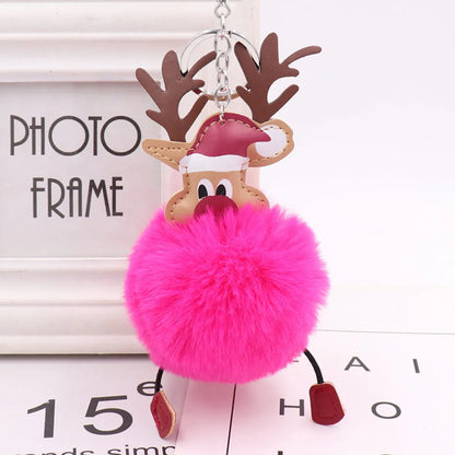 Cute Santa Claus Imitate Rex Rabbit Fur Sewing Unisex Keychain 1 Piece