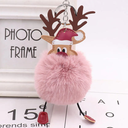 Cute Santa Claus Imitate Rex Rabbit Fur Sewing Unisex Keychain 1 Piece