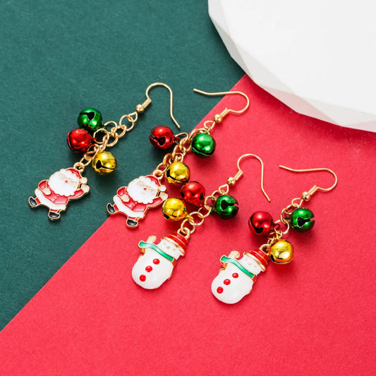 Cute Santa Claus Snowman Alloy Enamel Women's Earrings 1 Pair