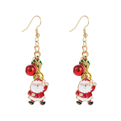 Cute Santa Claus Snowman Alloy Enamel Women's Earrings 1 Pair