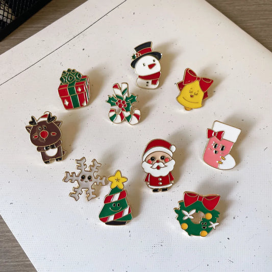 Cute Santa Claus Snowman Elk Alloy Enamel Unisex Brooches