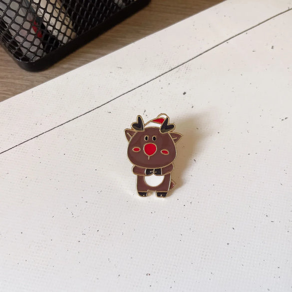 Cute Santa Claus Snowman Elk Alloy Enamel Unisex Brooches