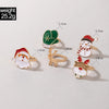 Cute Santa Claus Snowman Elk Alloy Enamel Women'S Rings 5 Pieces