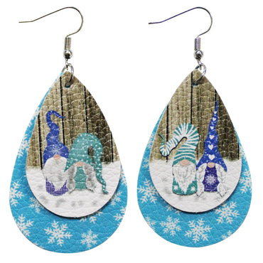 1 Pair Cute Santa Claus Snowman Elk Pu Leather Drop Earrings