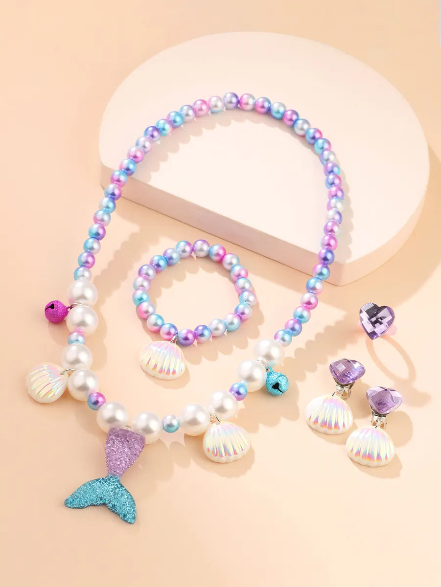 Cute Shell Fish Tail Resin Beaded Kid's Necklace 1 Set