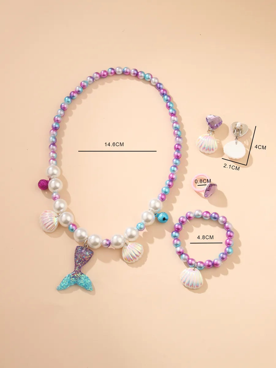 Cute Shell Fish Tail Resin Beaded Kid's Necklace 1 Set