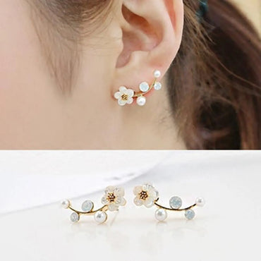 Flower Plating Alloy Artificial Gemstones Earrings