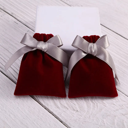 Cute Simple Style Bow Knot Flannel Jewelry Packaging Bags