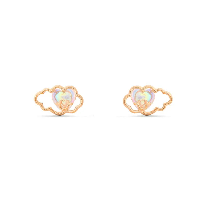 Cute Simple Style Castle Bear Heart Shape Plating Inlay Brass Zircon 18k Gold Plated Earrings