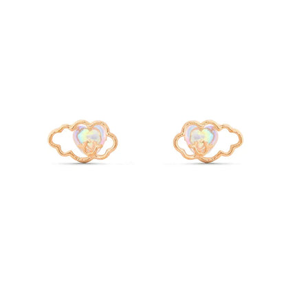 Cute Simple Style Castle Bear Heart Shape Plating Inlay Brass Zircon 18k Gold Plated Earrings