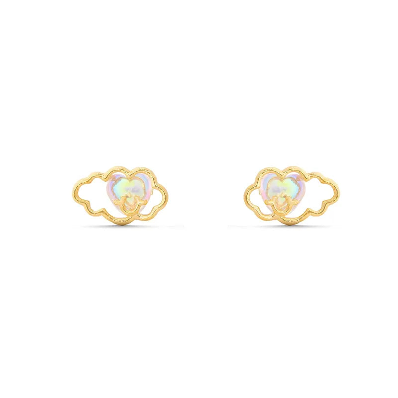 Cute Simple Style Castle Bear Heart Shape Plating Inlay Brass Zircon 18k Gold Plated Earrings