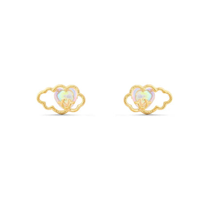 Cute Simple Style Castle Bear Heart Shape Plating Inlay Brass Zircon 18k Gold Plated Earrings