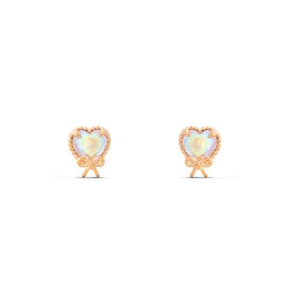 Cute Simple Style Castle Bear Heart Shape Plating Inlay Brass Zircon 18k Gold Plated Earrings