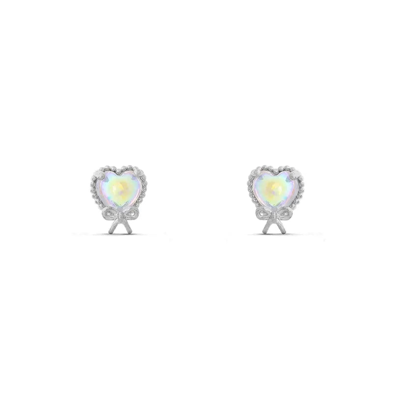 Cute Simple Style Castle Bear Heart Shape Plating Inlay Brass Zircon 18k Gold Plated Earrings