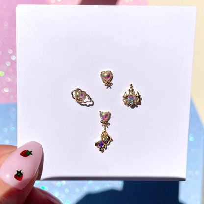 Cute Simple Style Castle Bear Heart Shape Plating Inlay Brass Zircon 18k Gold Plated Earrings