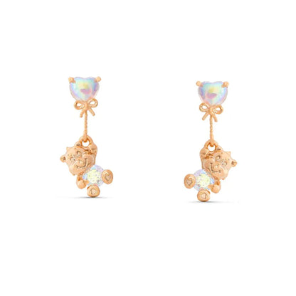 Cute Simple Style Castle Bear Heart Shape Plating Inlay Brass Zircon 18k Gold Plated Earrings