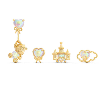 Cute Simple Style Castle Bear Heart Shape Plating Inlay Brass Zircon 18k Gold Plated Earrings