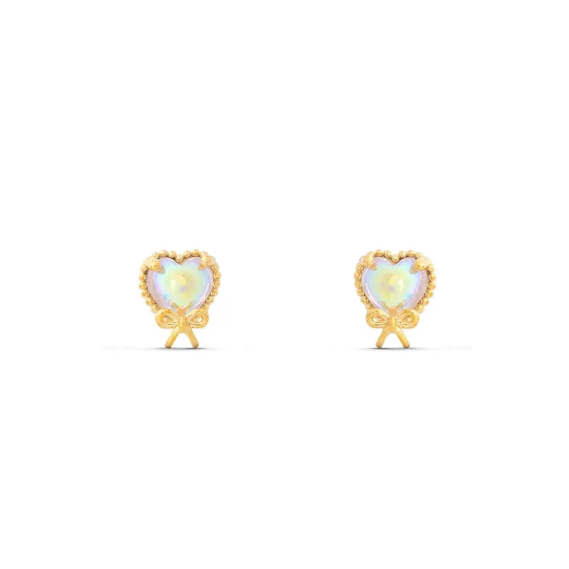 Cute Simple Style Castle Bear Heart Shape Plating Inlay Brass Zircon 18k Gold Plated Earrings