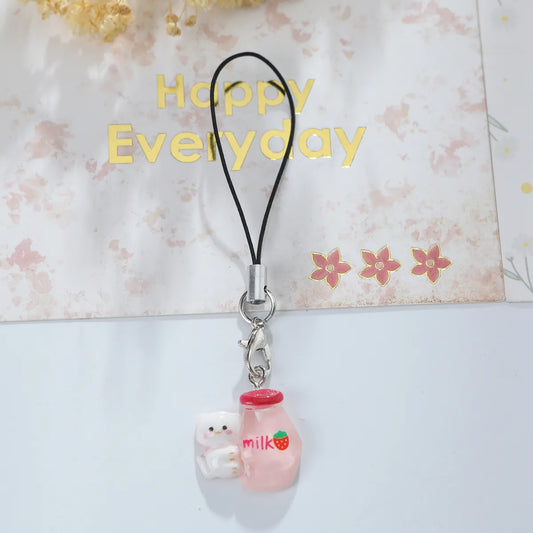 Cute Simple Style Cat Bottle Resin Bag Pendant Keychain