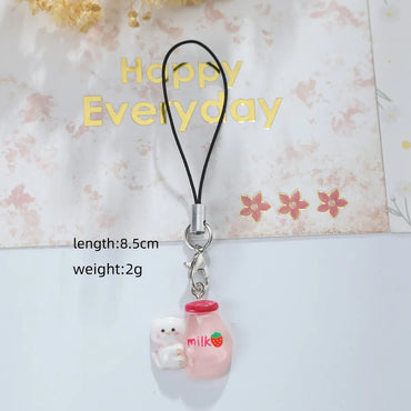 Cute Simple Style Cat Bottle Resin Bag Pendant Keychain