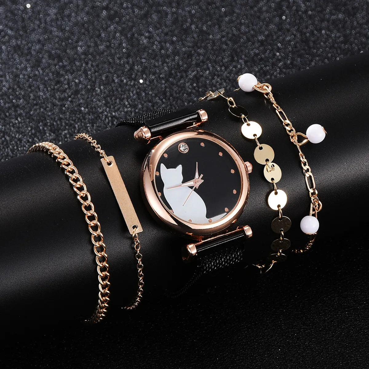 Cute Simple Style Cat Magnet Buckle Quartz Women'S Watches