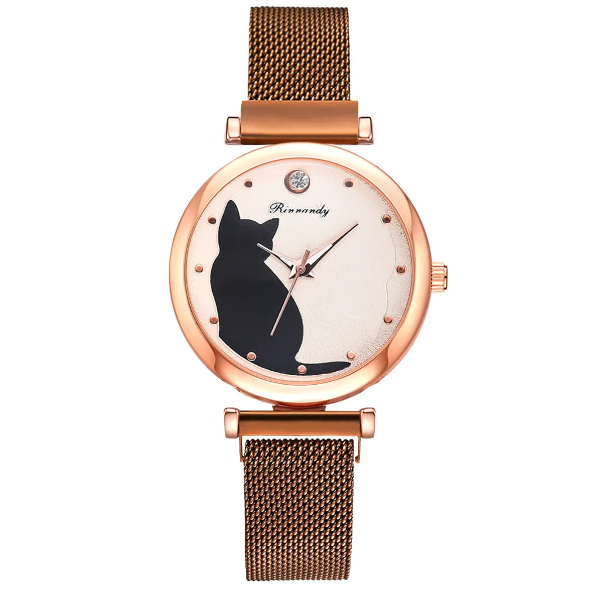 Cute Simple Style Cat Magnet Buckle Quartz Women'S Watches