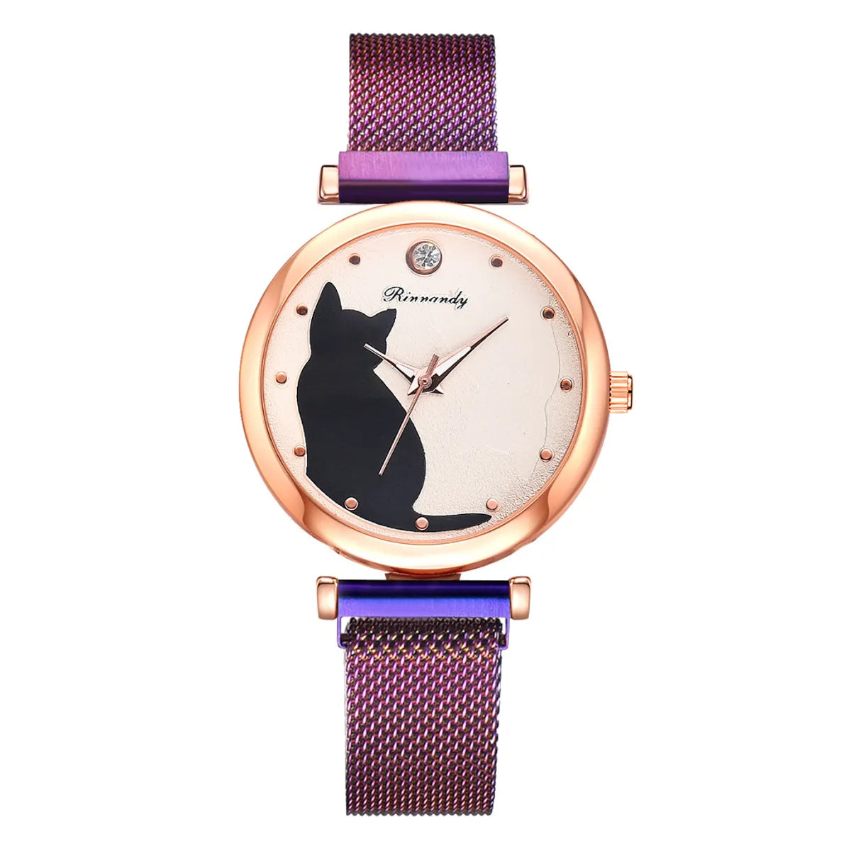 Cute Simple Style Cat Magnet Buckle Quartz Women'S Watches