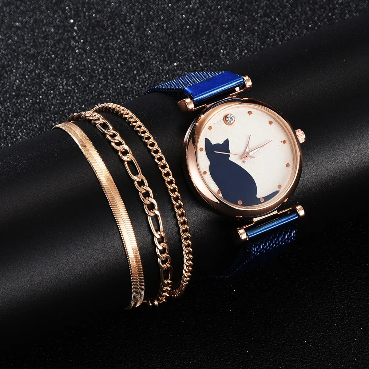 Cute Simple Style Cat Magnet Buckle Quartz Women'S Watches