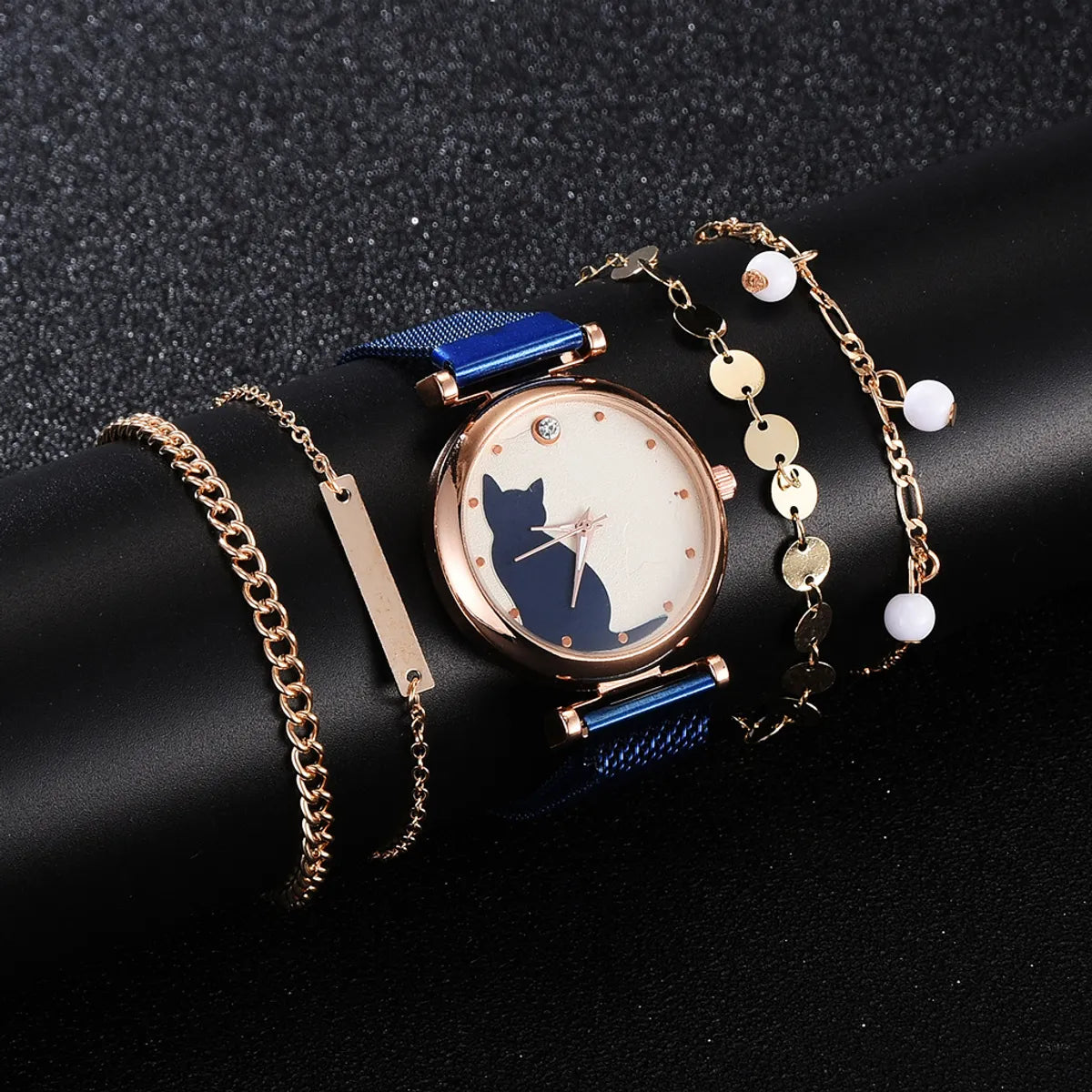 Cute Simple Style Cat Magnet Buckle Quartz Women'S Watches