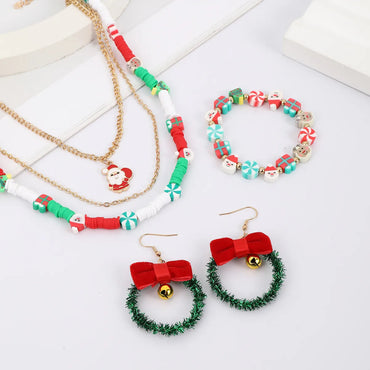 Cute Simple Style Classic Style Christmas Tree Santa Claus Alloy Soft Clay Christmas Women'S Jewelry Set