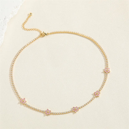 Cute Simple Style Classic Style Flower Brass Plating Chain 14k Gold Plated Choker