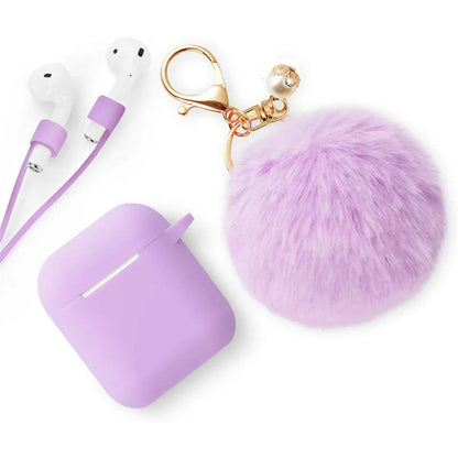 Cute Simple Style Classic Style Solid Color Plush Bluetooth Earbuds Case