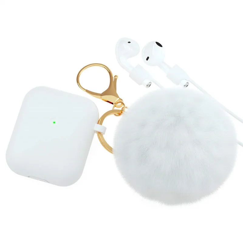 Cute Simple Style Classic Style Solid Color Plush Bluetooth Earbuds Case