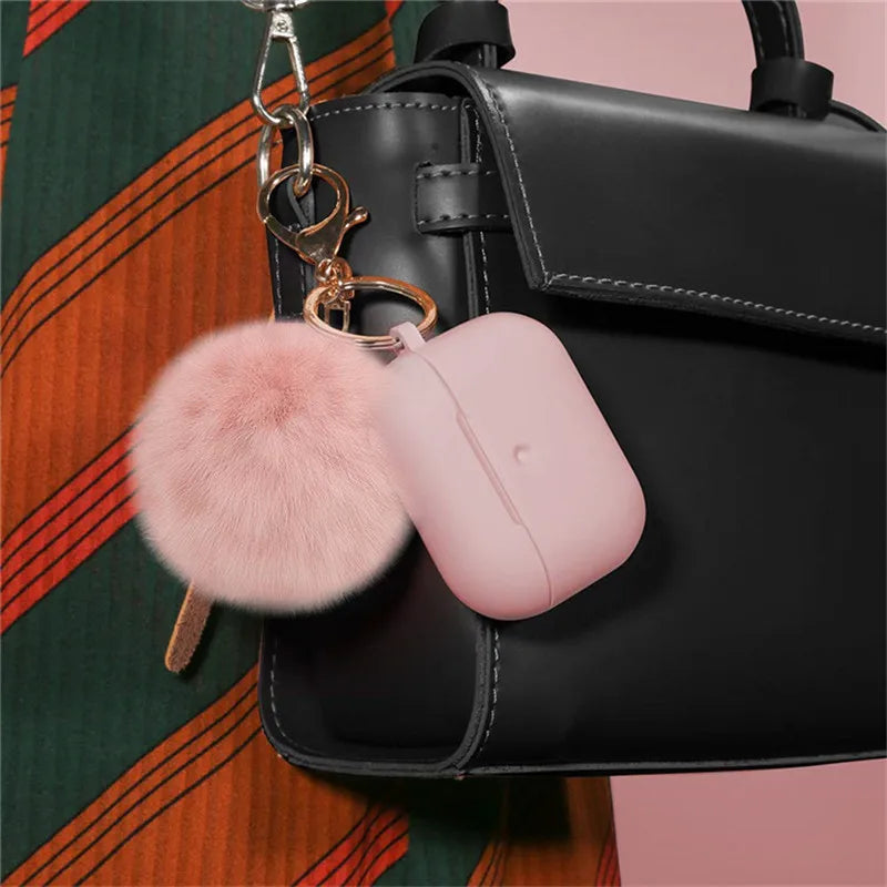 Cute Simple Style Classic Style Solid Color Plush Bluetooth Earbuds Case