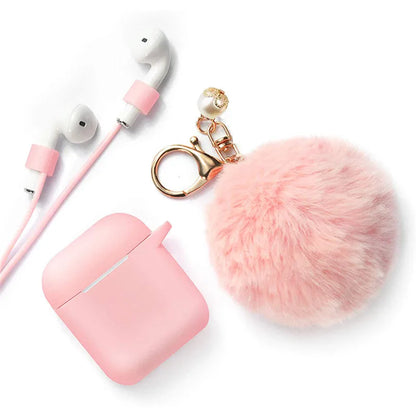 Cute Simple Style Classic Style Solid Color Plush Bluetooth Earbuds Case