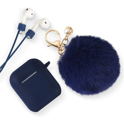 Cute Simple Style Classic Style Solid Color Plush Bluetooth Earbuds Case