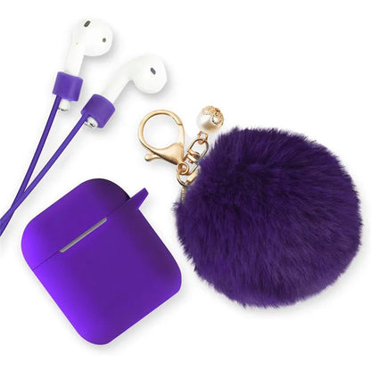 Cute Simple Style Classic Style Solid Color Plush Bluetooth Earbuds Case