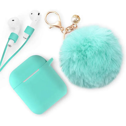 Cute Simple Style Classic Style Solid Color Plush Bluetooth Earbuds Case